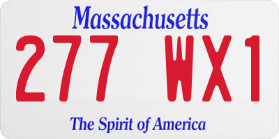 MA license plate 277WX1