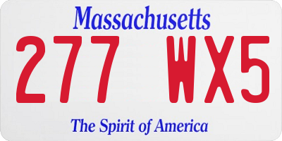 MA license plate 277WX5
