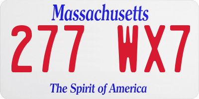 MA license plate 277WX7