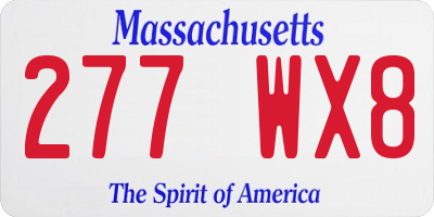 MA license plate 277WX8