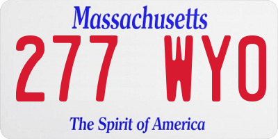 MA license plate 277WY0