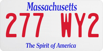MA license plate 277WY2