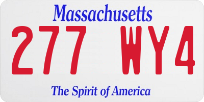 MA license plate 277WY4