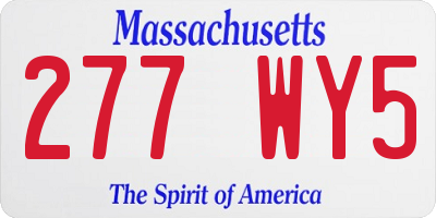 MA license plate 277WY5