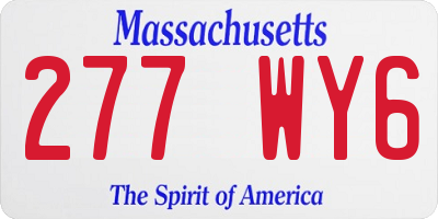 MA license plate 277WY6