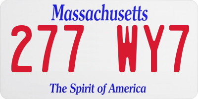 MA license plate 277WY7