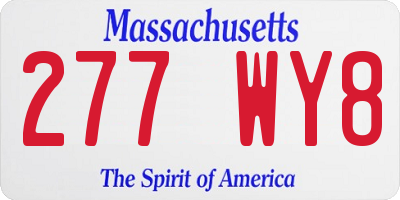 MA license plate 277WY8