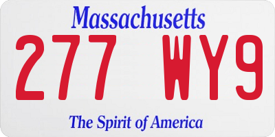 MA license plate 277WY9