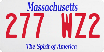 MA license plate 277WZ2
