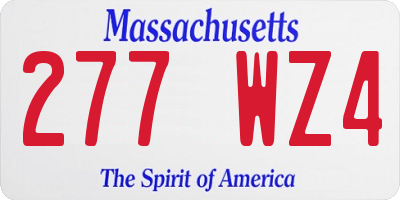 MA license plate 277WZ4