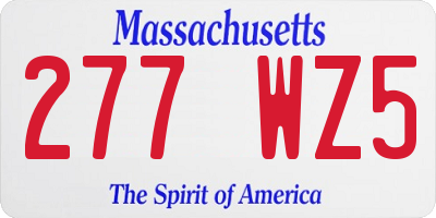 MA license plate 277WZ5