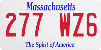 MA license plate 277WZ6