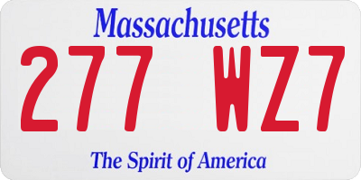 MA license plate 277WZ7