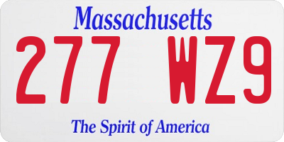 MA license plate 277WZ9