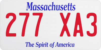 MA license plate 277XA3