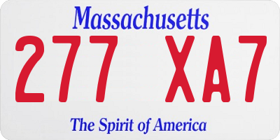 MA license plate 277XA7