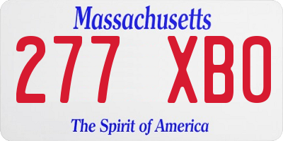 MA license plate 277XB0