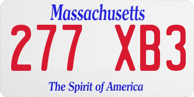 MA license plate 277XB3