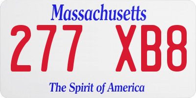 MA license plate 277XB8