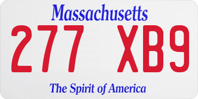 MA license plate 277XB9