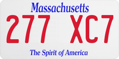 MA license plate 277XC7