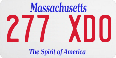 MA license plate 277XD0