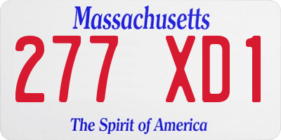 MA license plate 277XD1