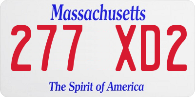 MA license plate 277XD2