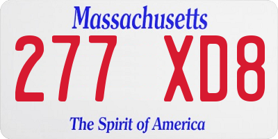 MA license plate 277XD8