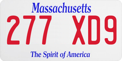 MA license plate 277XD9