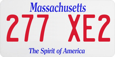 MA license plate 277XE2
