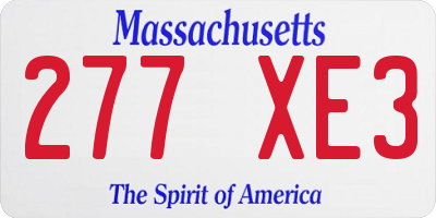 MA license plate 277XE3