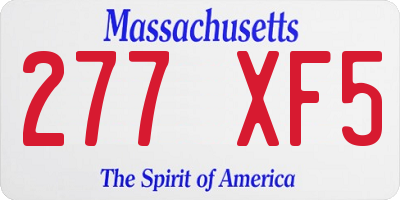 MA license plate 277XF5