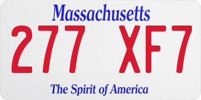 MA license plate 277XF7