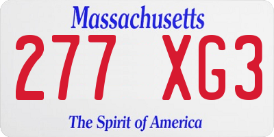 MA license plate 277XG3
