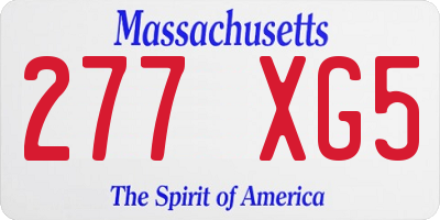 MA license plate 277XG5