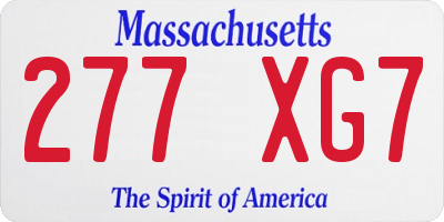 MA license plate 277XG7