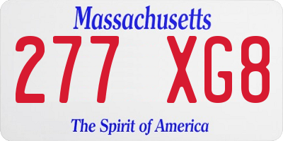 MA license plate 277XG8