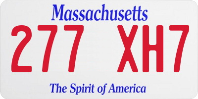 MA license plate 277XH7