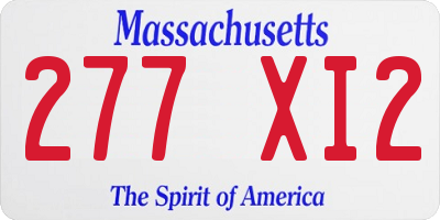 MA license plate 277XI2