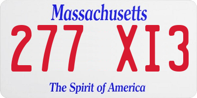 MA license plate 277XI3