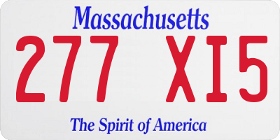 MA license plate 277XI5
