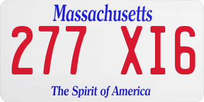 MA license plate 277XI6