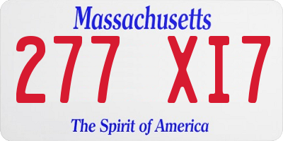 MA license plate 277XI7