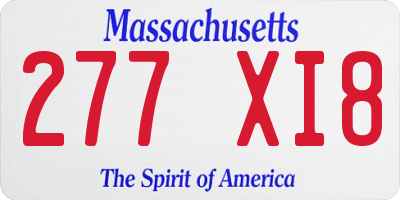 MA license plate 277XI8