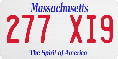 MA license plate 277XI9