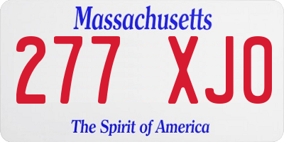 MA license plate 277XJ0
