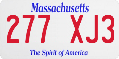 MA license plate 277XJ3