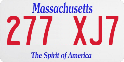 MA license plate 277XJ7