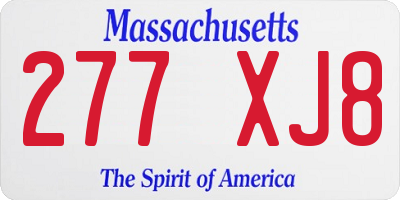MA license plate 277XJ8